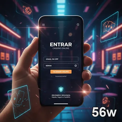 Ilustração de Acesse o Aplicativo do 56w e Jogue com Segurança em Qualquer Lugar